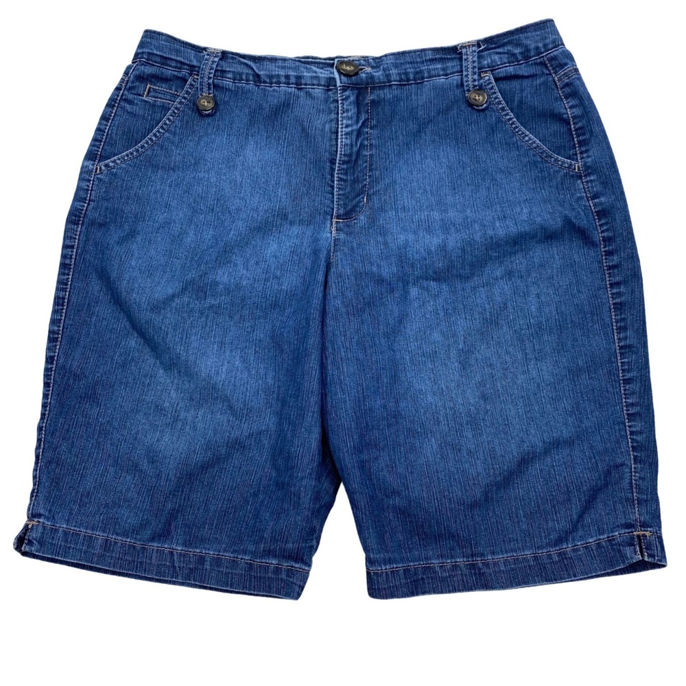 Gloria Vanderbilt Bermuda Shorts Womens 12 Blue Denim Lock Stitch Control DPF2